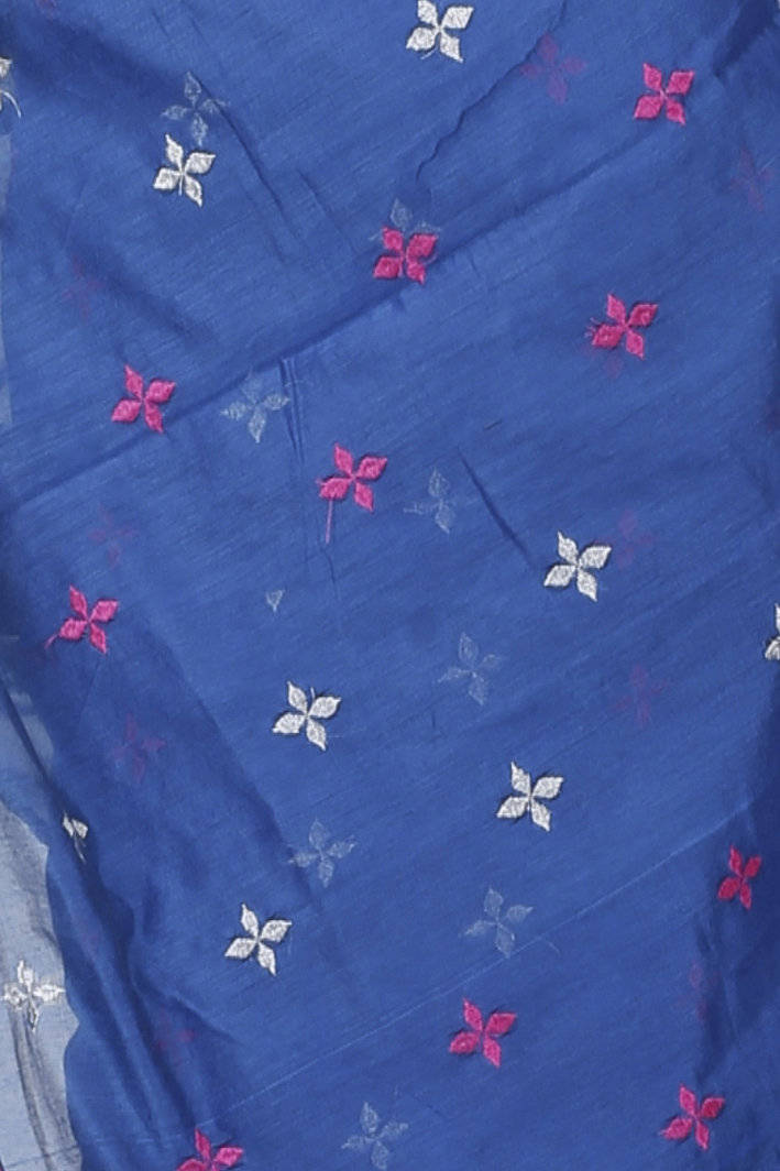 Sky Blue Blended Cotton Tamasi Hand Loom Saree (1207)